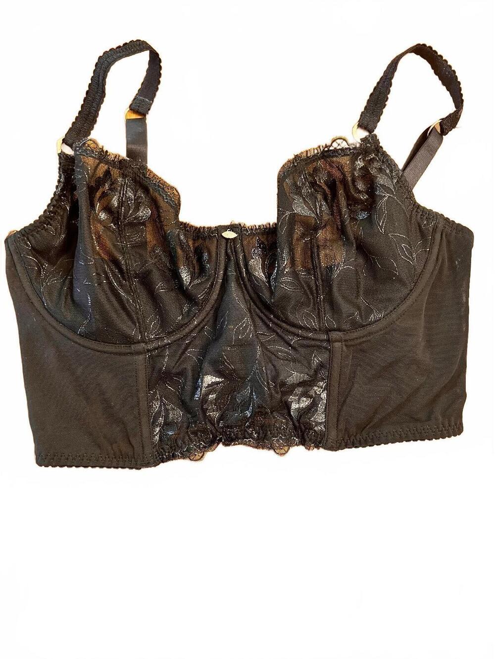 Sofia Intimates Black Lace Longline Bra Size 36DD